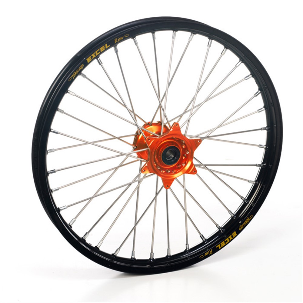 Haan Wheel KTM Front Black Rim/Orange Hub 21x1.60 - 22mm - Image 1