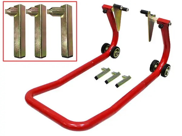 PADDOCK STAND SPEC FRONT STEEL TUBE OD 35.5MM RED COLOUR WITH BRACKET X2