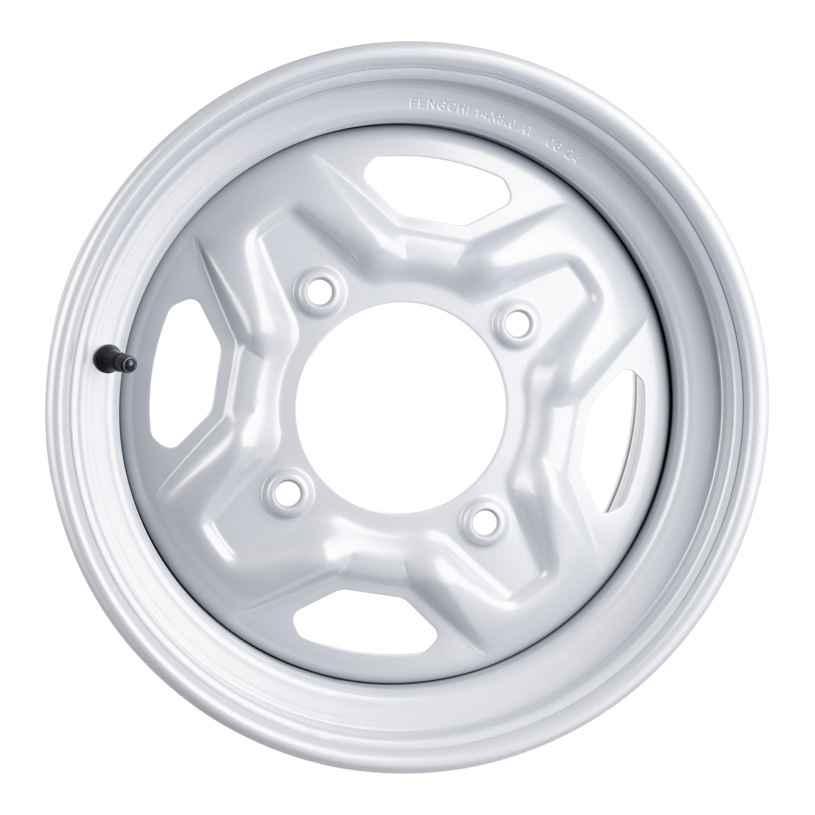 WMP ATV/UTV Steel Rim 14x8 Polaris Rear 4/156 +63.5 - Silver - Image 2