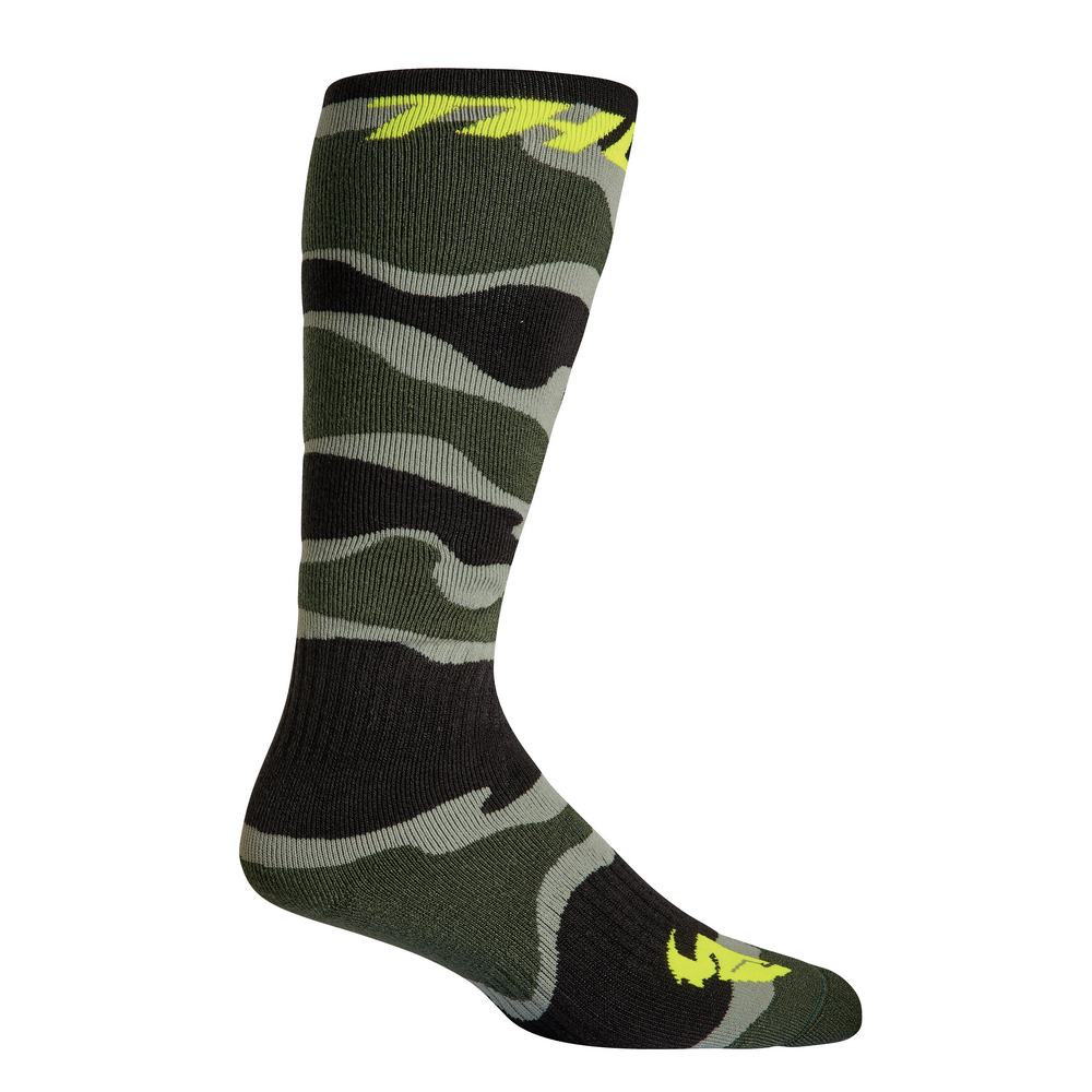 Thor MX Socks Youth Camo Green/Acid - Image 1