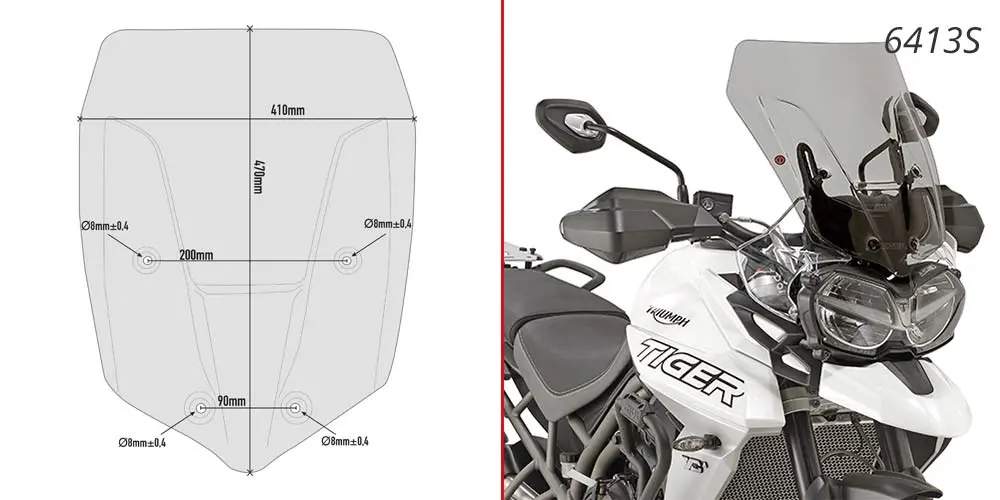 SCREEN TRIUMPH TIGER 800 XC/XR '18-> SMOKED 2cm TALLER