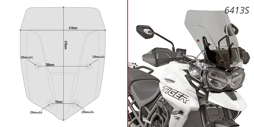 SCREEN TRIUMPH TIGER 800 XC/XR '18-> SMOKED 2cm TALLER - Image 1