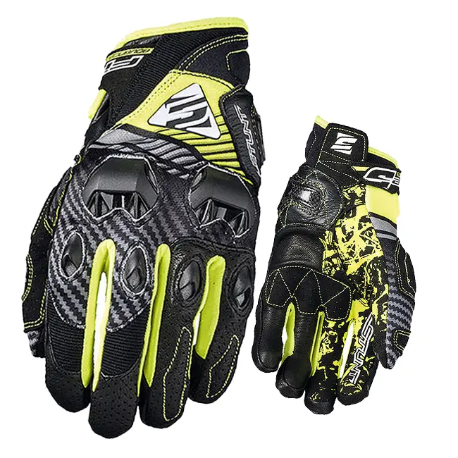 Motocross Gloves FIve Stunt Evo Replica Fiber Black/Fluro Yellow