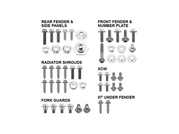 BODY PANEL FASTENER BOLT PACK PSYCHIC KTM 125SX 250SX 250SXF 350SXF 450SXF 07-10 200XC 250XC 300XC - Image 1