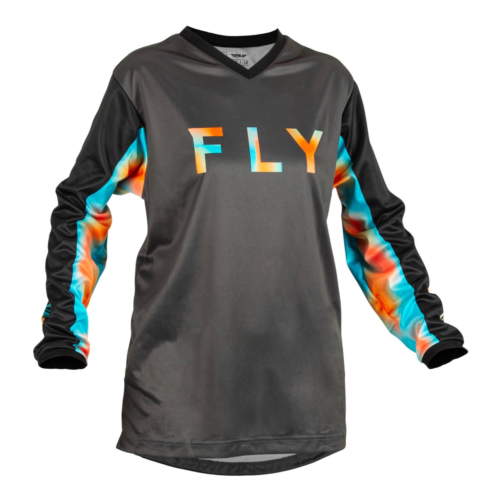 Fly F-16 Motocross Jeresy Ladies Grey/Pink/Blue - Image 1