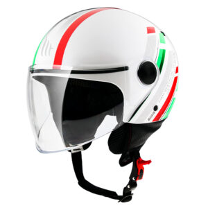 MT Street Open Face Helmet Scope Pearl/Red/Green - Image 1