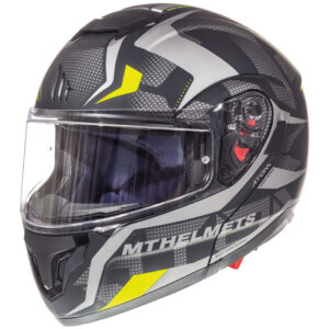 MT Atom SV Flip Front Helmet Divergence Matte Grey - Image 1