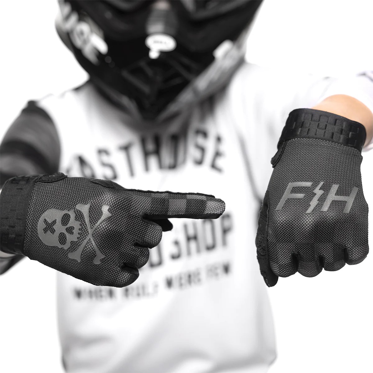 Fasthouse Youth Vapor Reaper Motocross Gloves Black - Image 5