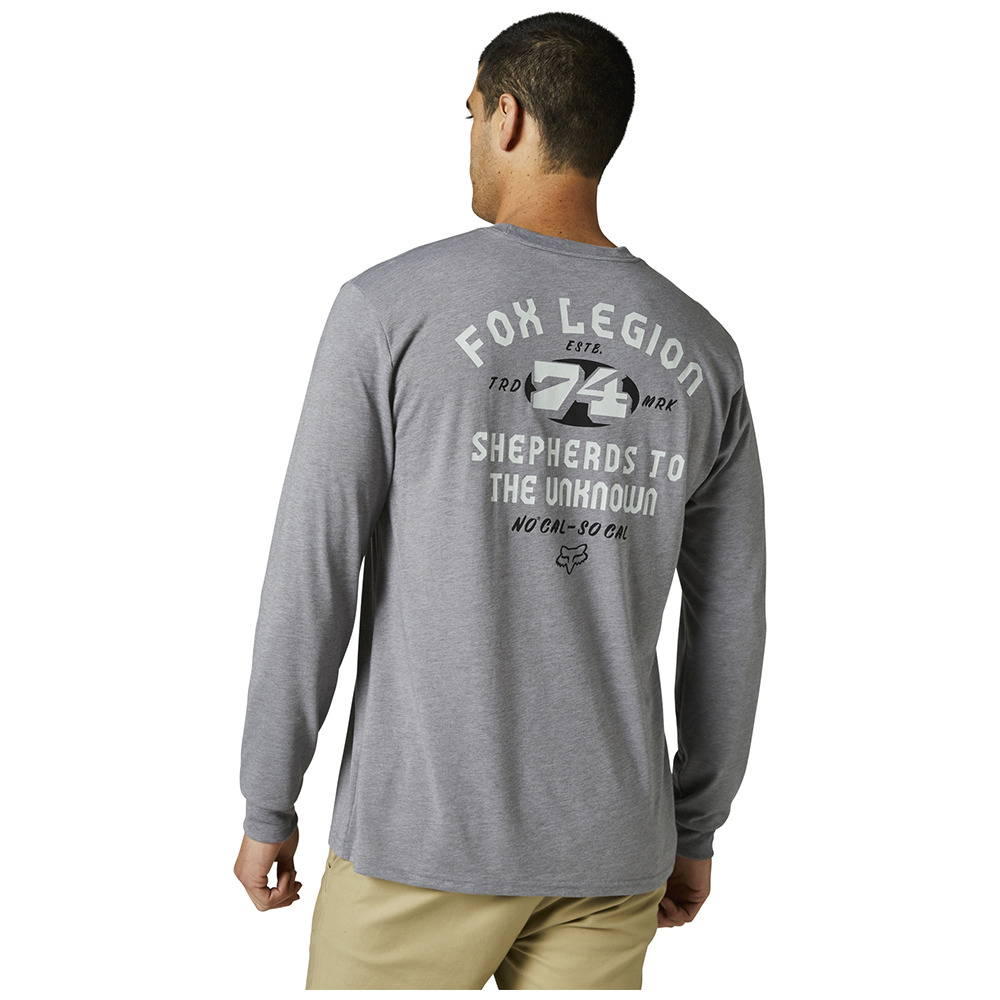 Fox At Bay Long Sleeve Tech Tee Heather Graphite - Image 2