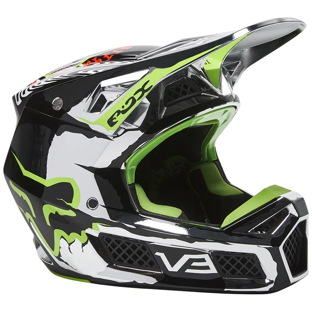 Motocross Helmet Fox V3 RS Ryke Chrome