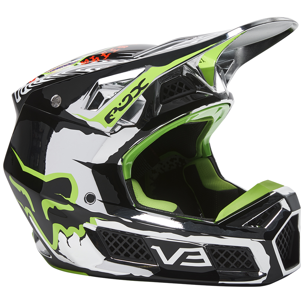 Motocross Helmet Fox V3 RS Ryke Chrome - Image 1