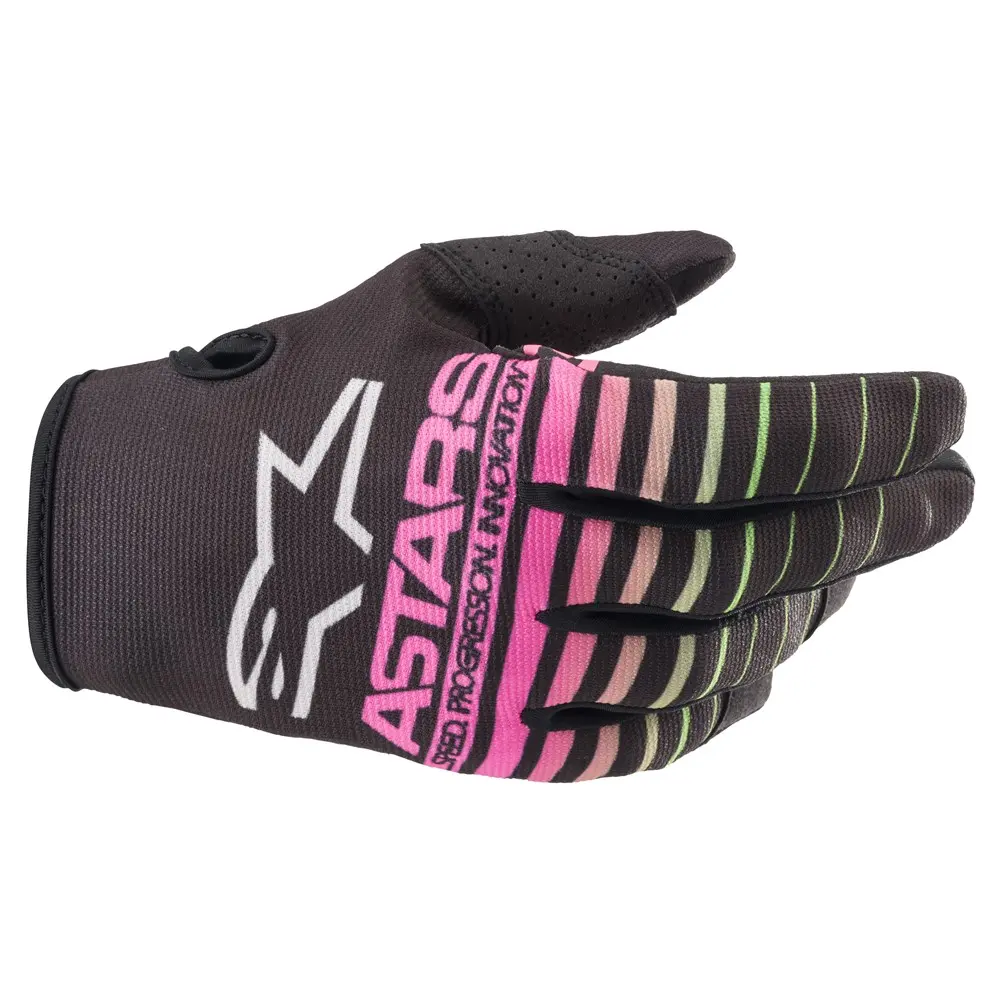 Alpinestars Radar Youth Black/Fluoro Green/Fluoro Pink Motocross Gloves