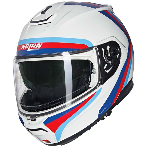 Nolan N100-6 N-Com Flip Front Helmet Assoluto white/blue/red - Image 1