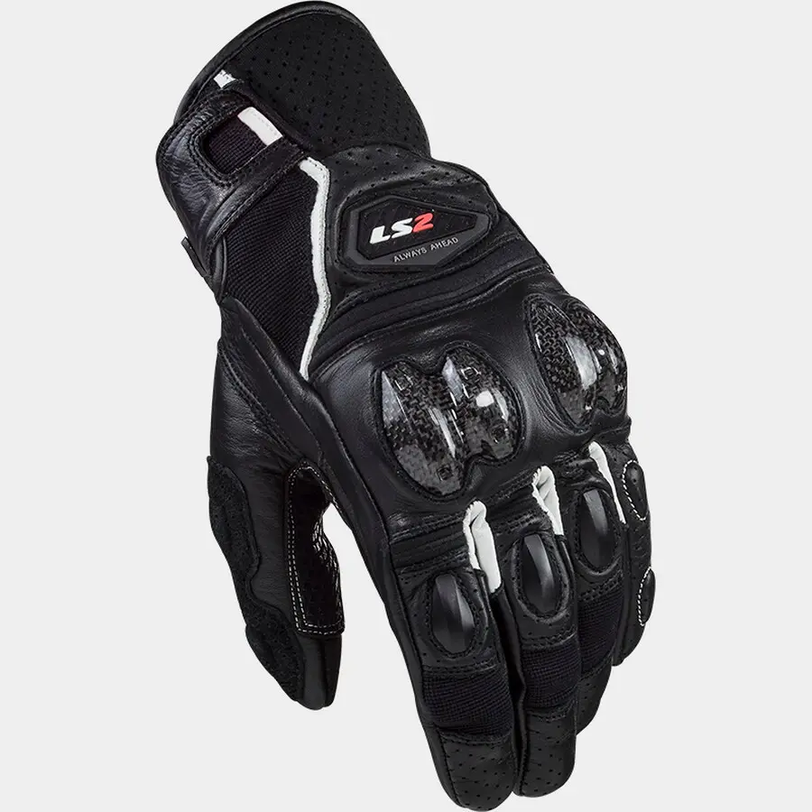 LS2 Spark 2 Leather Road Gloves Black/White