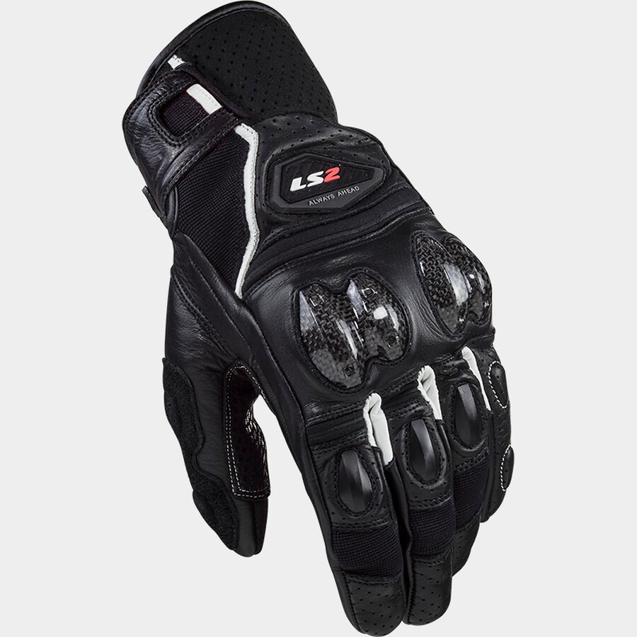 LS2 Spark 2 Leather Road Gloves Black/White - Image 1