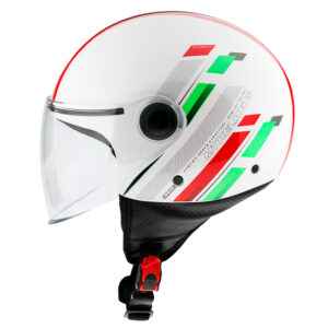 MT Street Open Face Helmet Scope Pearl/Red/Green - Image 2