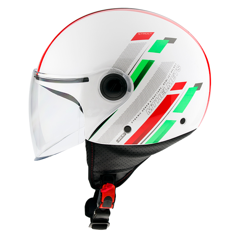 MT Street Open Face Helmet Scope Pearl/Red/Green - Image 2