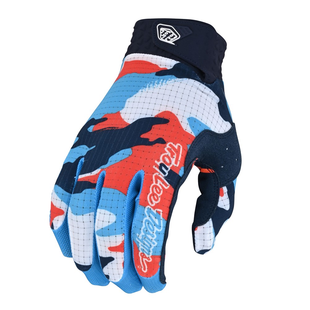 Troy Lee (22) Air Formula Motocross Gloves Youth Navy/Orange - Image 1