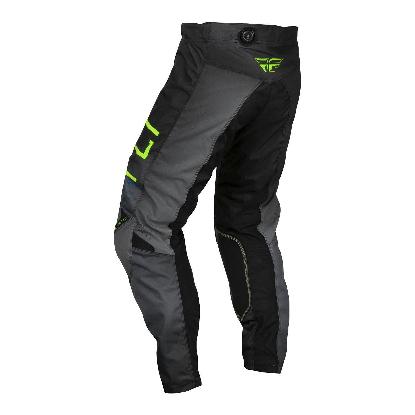 FLY Racing Kinetic Motocross Pants Youth Charcoal / Neon Green / True Blue - Image 2
