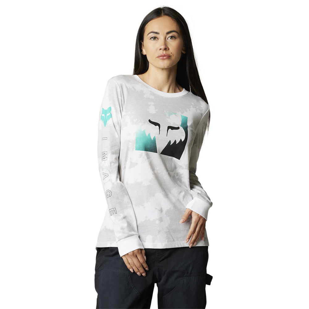 Fox Womens Detonate LS Tee White/Grey - Image 1