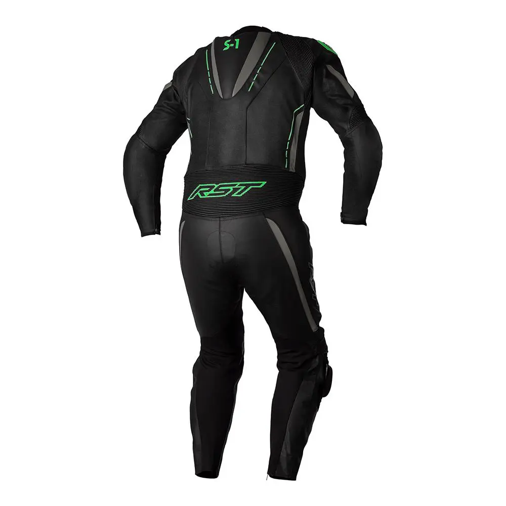 RST S1 Ce 1-PC Leather Race Suit Black/Grey/Neon Green