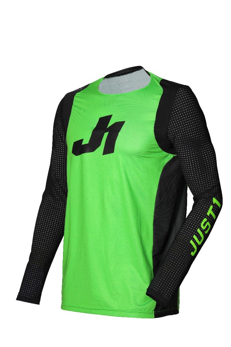 JUST1 J-FLEX YOUTH MX JERSEY ARIA FLUO GRN/BLK YL - Image 1