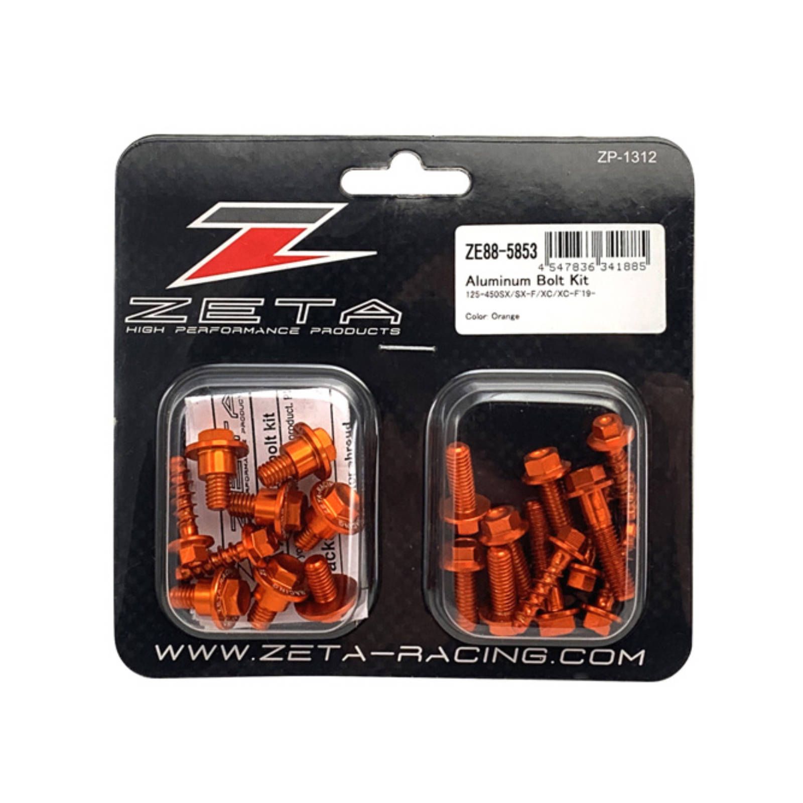 ZETA ALUMINUM BOLT SET PLASTICS KTM SX/SXF '19- ORG - Image 1