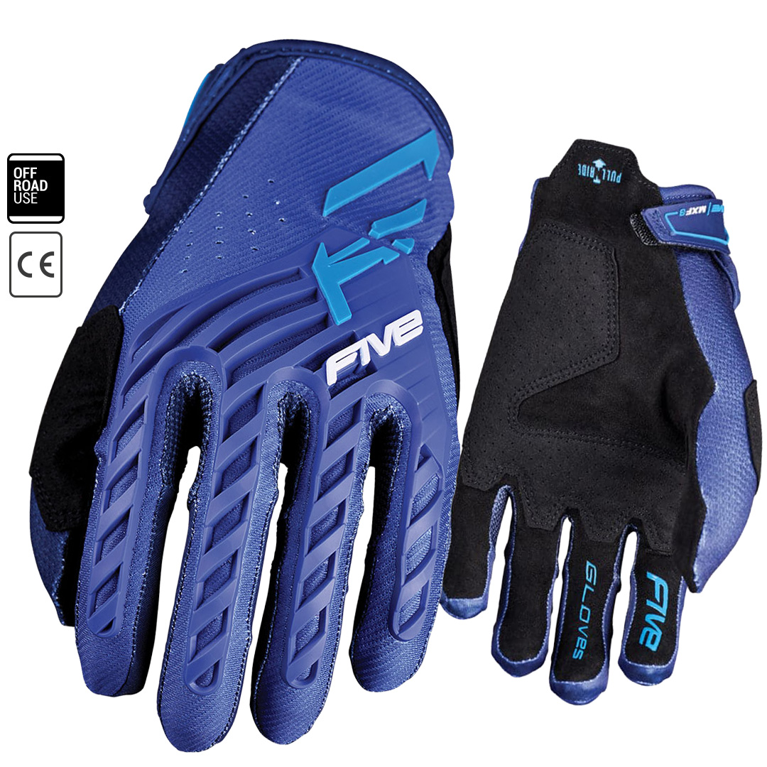 FIVE MXF3 EVO Motocross Gloves Blue - Image 1