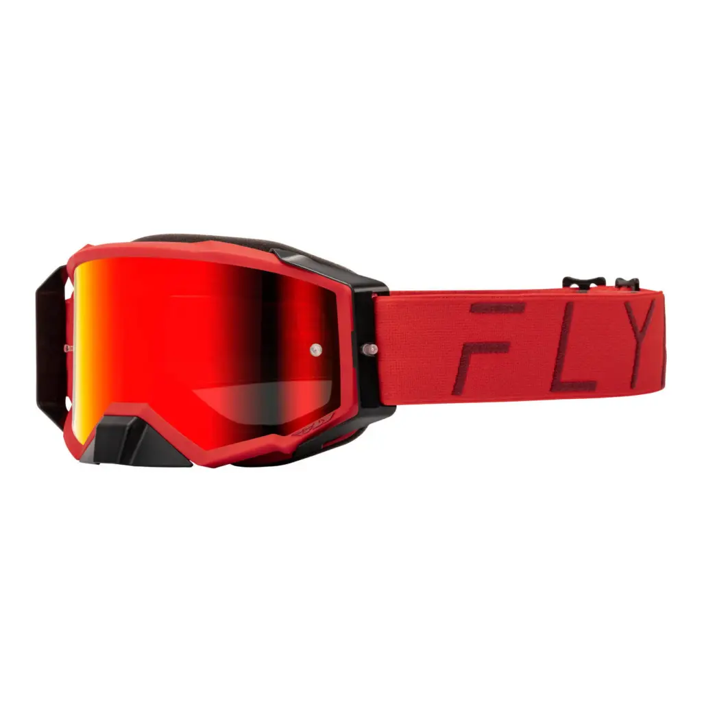 FLY Racing Zone Pro Motocross Goggles Red with Red Mirror / Smoke Lens