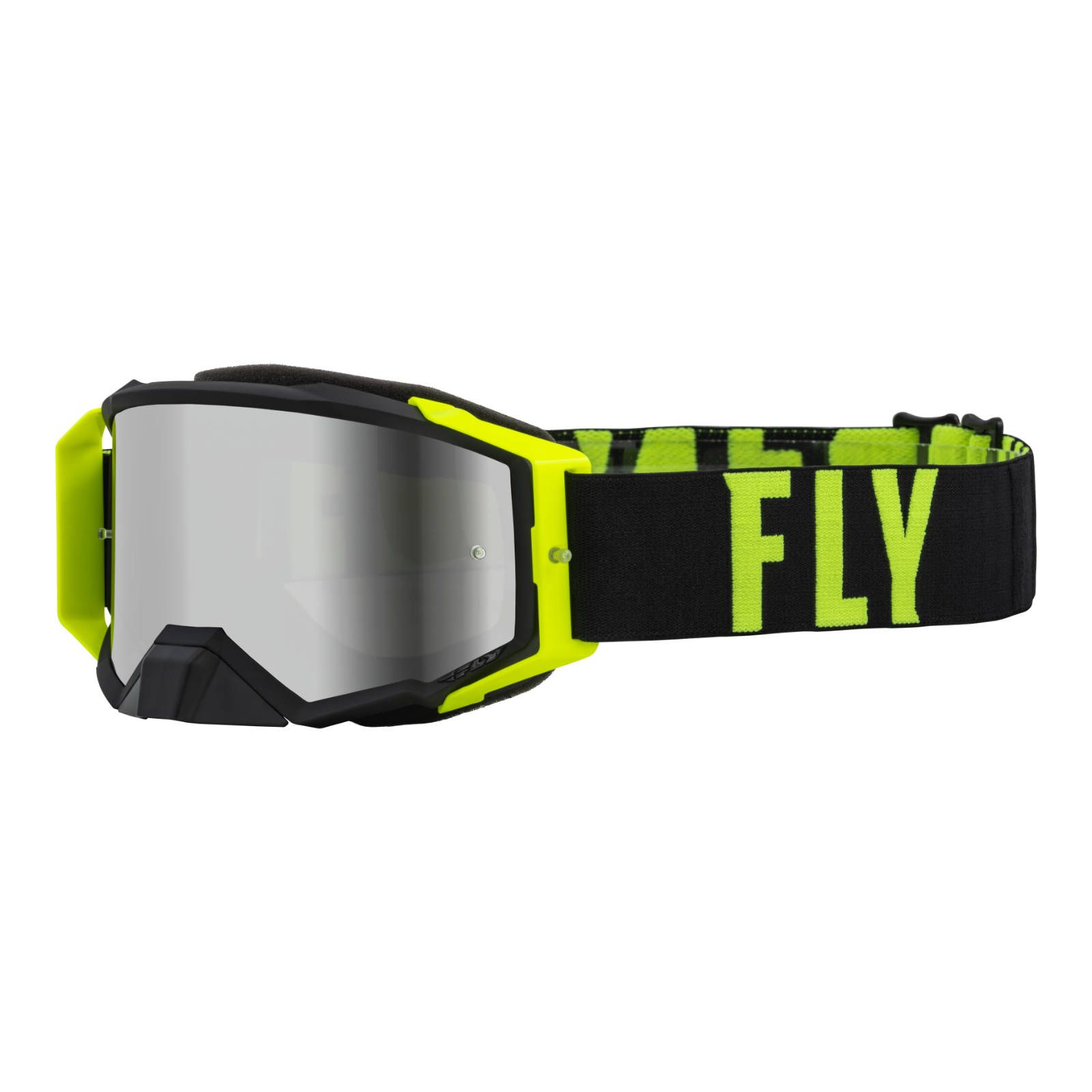 Fly Zone Pro Motocross Goggle Black/Hi-Vis with Silver Mirror/Smoke - Image 1