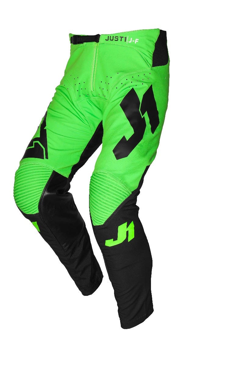 JUST1 J-FLEX YOUTH MX PANTS ARIA BLK/FLUO GRN 20 - Image 1