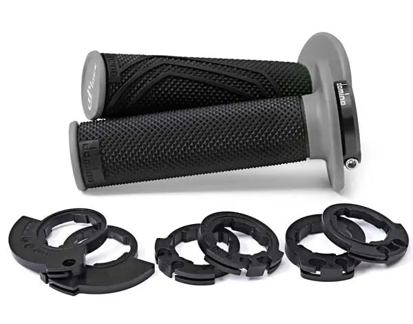 DOMINO D-LOCK LOCK-ON GRIPS WITH THROTTLE CAMS MULTI BLACK/GREY