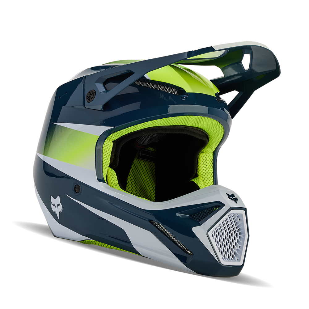 Fox V1 Flora Motocross Helmet Youth Dark Indigo - Image 1
