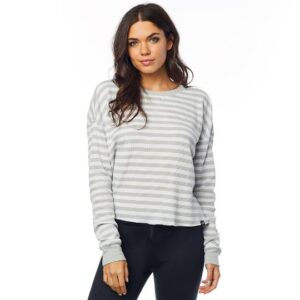 Thermal Crop Top Fox Striped Out Ladies White - Image 1