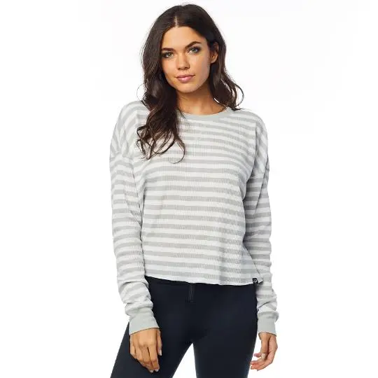 Thermal Crop Top Fox Striped Out Ladies White