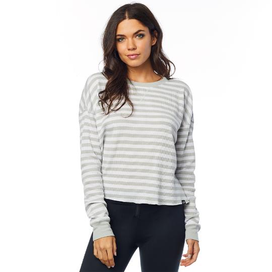 Thermal Crop Top Fox Striped Out Ladies White - Image 1