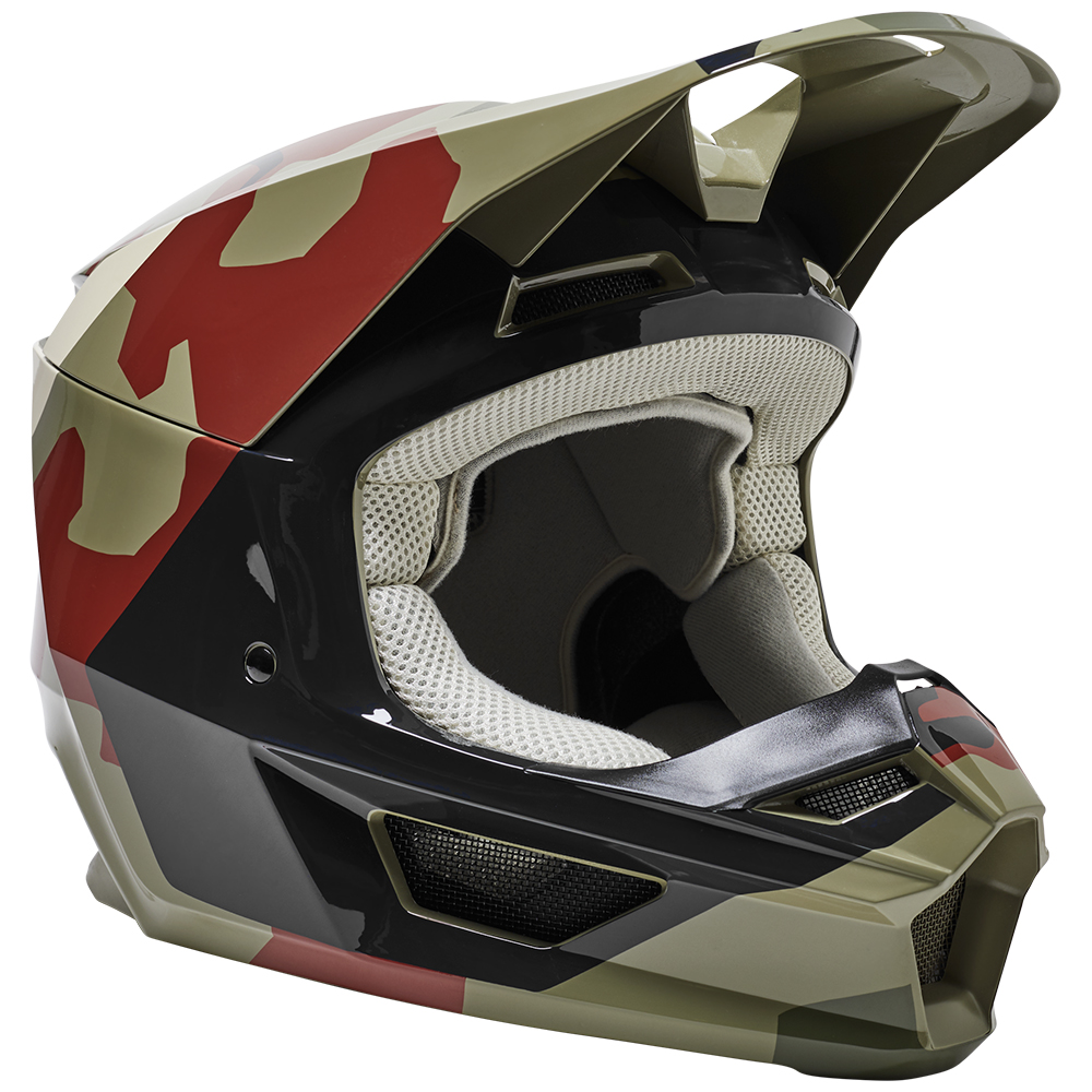 Fox Youth V1 BNKR Helmet Green Camo - Image 1