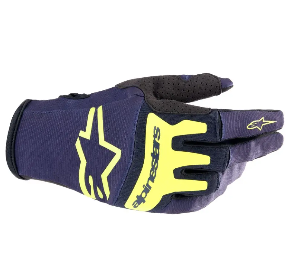 Alpinestars Techstar Motocross Gloves Night Navy/Yellow Fluoro