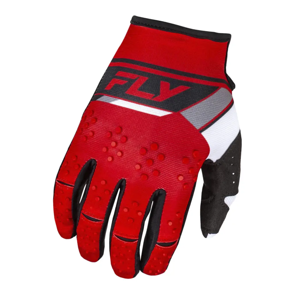 FLY Racing Kinetic Prix Motocross Gloves Red / Grey / White
