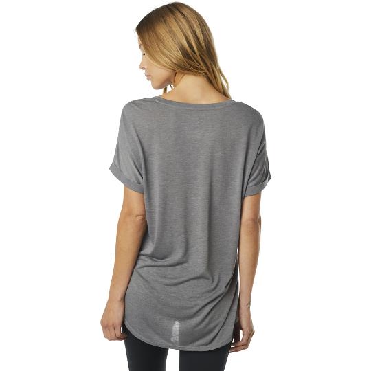 WOMENS RESPONDED SS VNECK ROLL SLEEVE [HEATHER GRAPHITE] L - Image 2