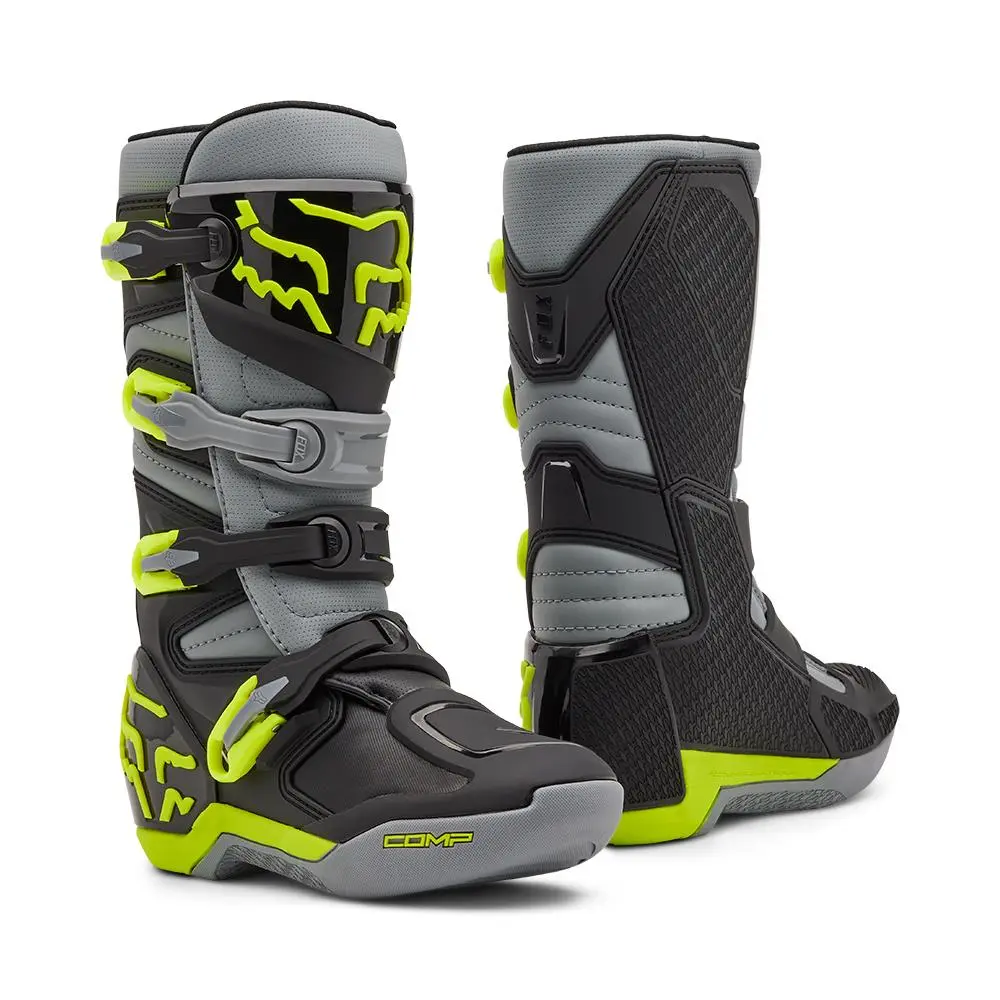 Fox Comp Motocross Boots Youth Grey/Yellow
