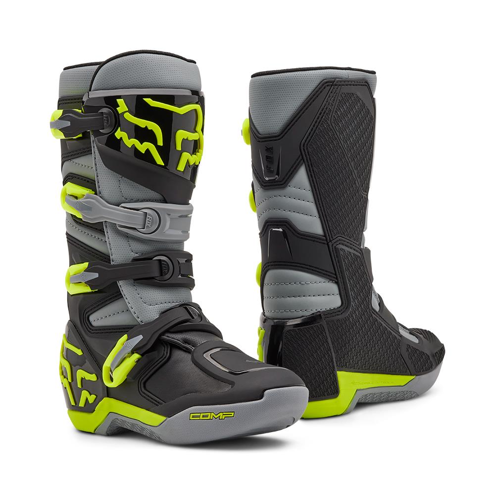 Fox Comp Motocross Boots Youth Grey/Yellow - Image 1