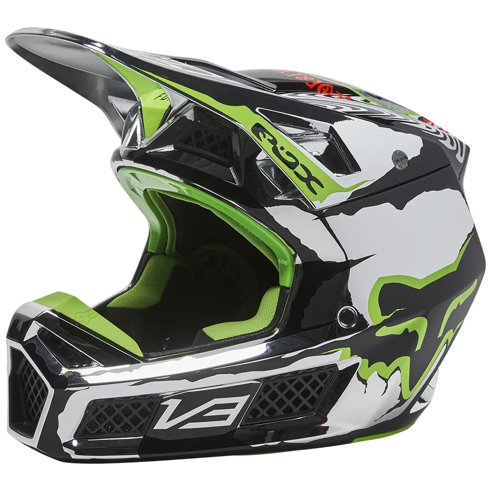 Motocross Helmet Fox V3 RS Ryke Chrome
