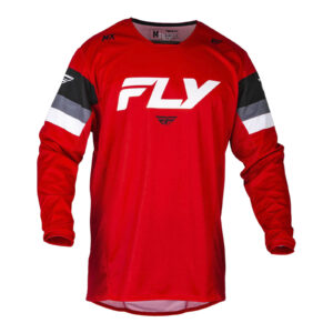 FLY Racing Kinetic Prix Motocross Jersey Red / Grey / White - Image 1