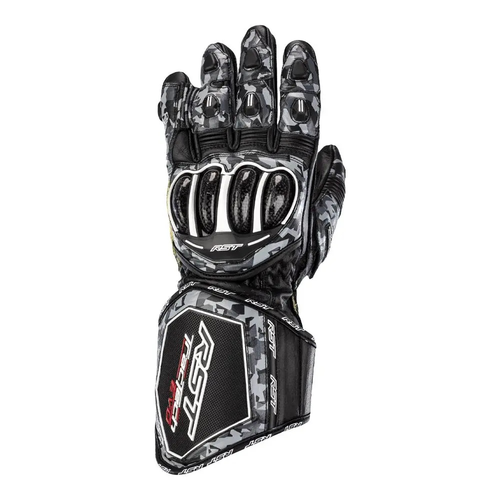 RST Tractech Evo 4 CE Leather Road Gloves Grey Camo