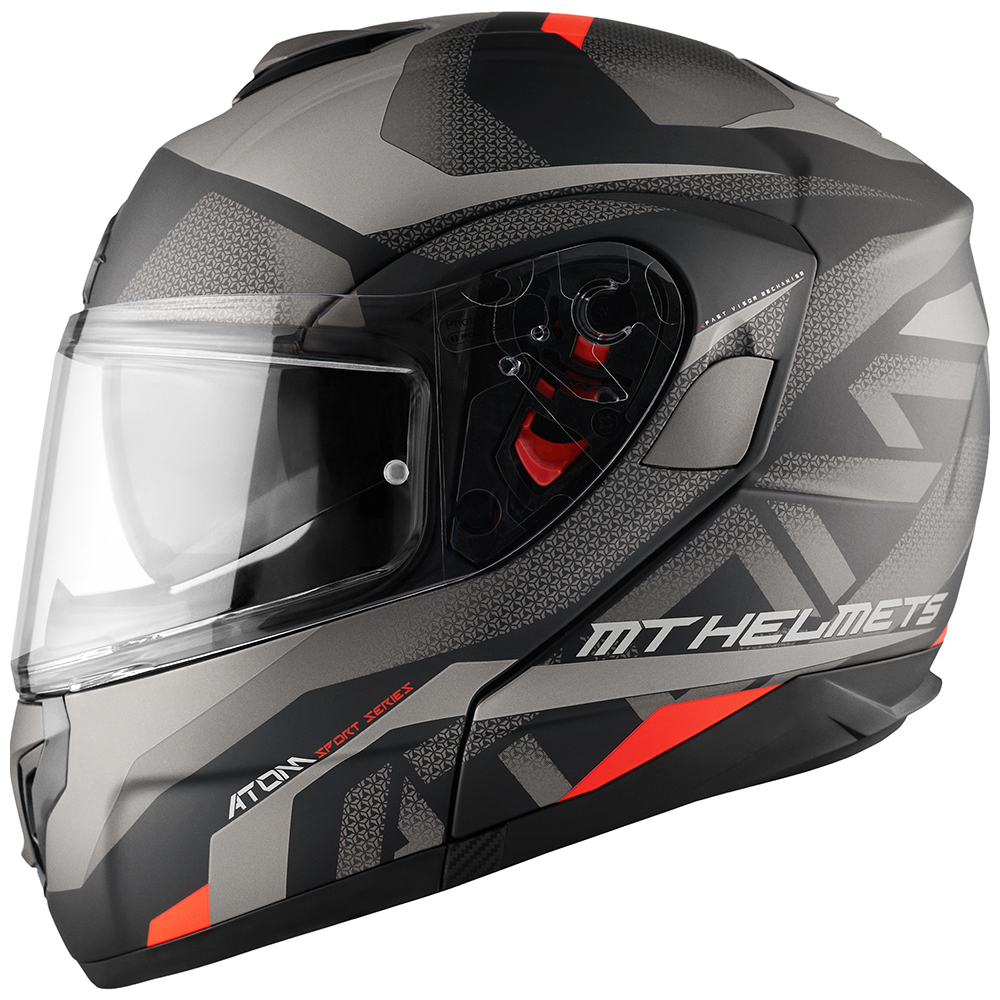 MT Atom SV Flip Front Helmet Skill Matte Black/ Grey - Image 1