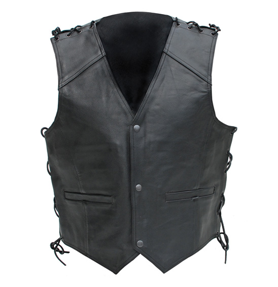 LEATHER VEST LACED/DOME 7XL CLOSE OUT - Image 1