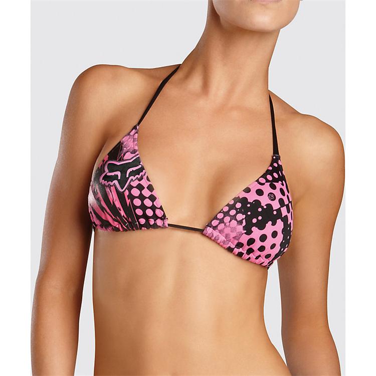 WOMENS SMASH STRING TRIANGLE BIKINI TOP [BUBBLEGUM] L - Image 1