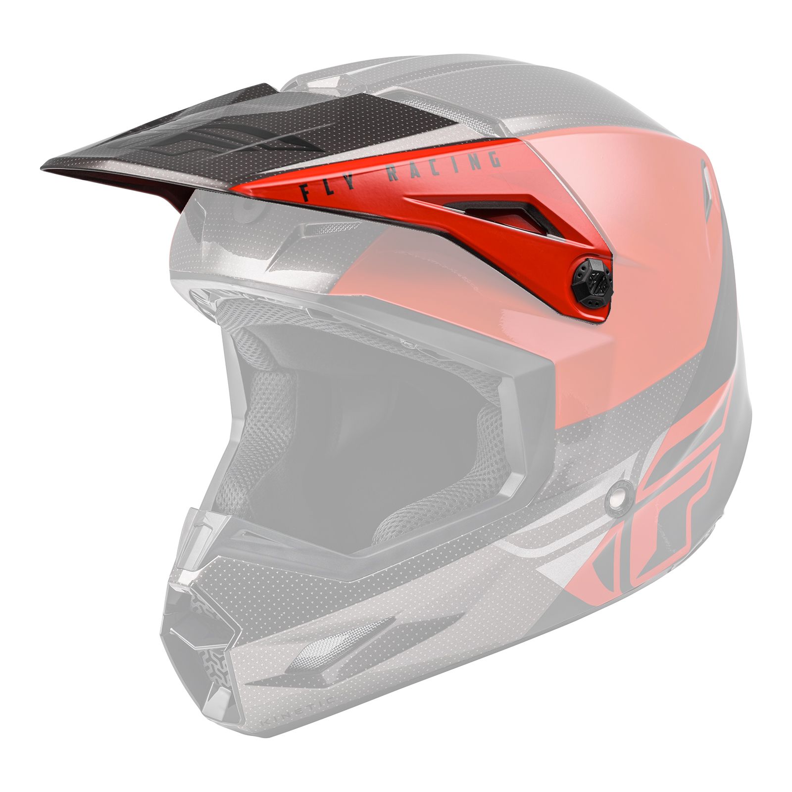 FLY '21 KINETIC STRAIGHT EDGE YTH HELMET PEAK RED/BLACK/GREY - Image 1