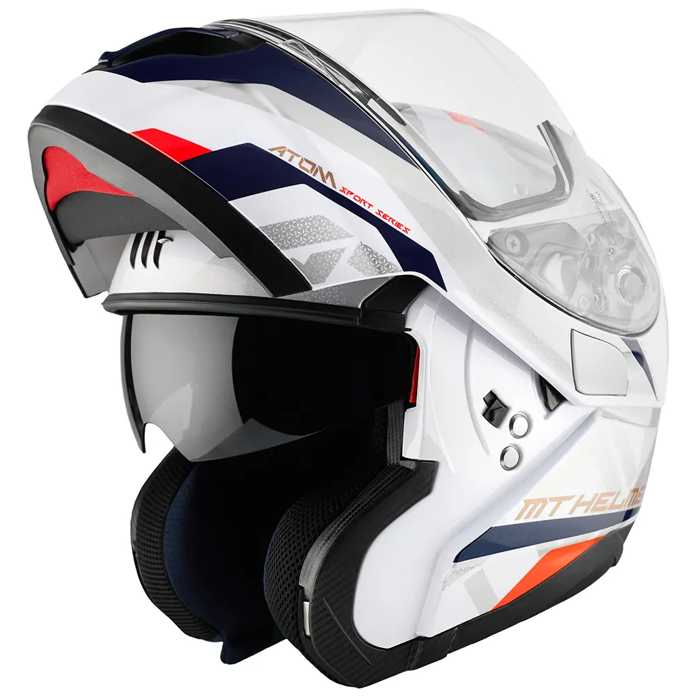 MT Atom SV Flip Front Helmet Skill Gloss Pearl White/ Blue